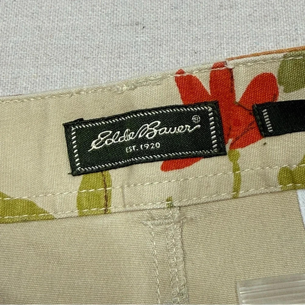 Eddie Bauer Stretch Floral Mini Skirt - Cream, Orange, and Green - Size 4P NWOT